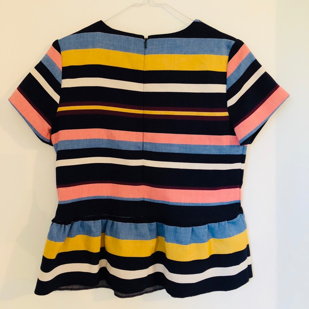 Striped Halogen Blouse with Ruffled Mid Section - Picture 2 of 6